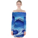 Watercolor Wave Long Sleeve Off Shoulder Dress View1