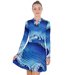 Watercolor Wave Long Sleeve Panel Dress by GardenOfOphir