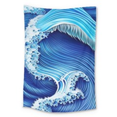 Watercolor Wave Large Tapestry by GardenOfOphir