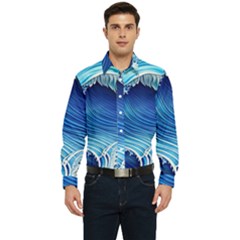 Watercolor Wave Men s Long Sleeve  Shirt by GardenOfOphir