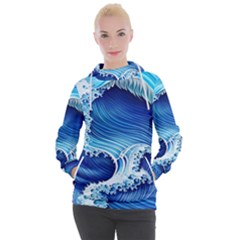 Watercolor Wave Women s Hooded Pullover by GardenOfOphir