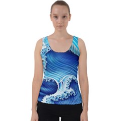 Watercolor Wave Velvet Tank Top by GardenOfOphir