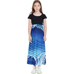 Watercolor Wave Kids  Flared Maxi Skirt by GardenOfOphir