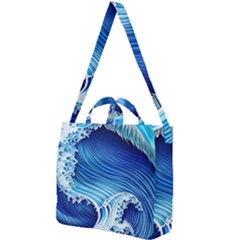 Watercolor Wave Square Shoulder Tote Bag by GardenOfOphir