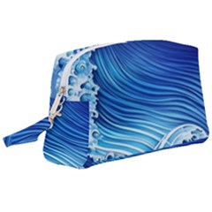 Watercolor Wave Wristlet Pouch Bag (large) by GardenOfOphir