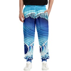 Watercolor Wave Men s Elastic Waist Pants by GardenOfOphir