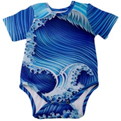 Watercolor Wave Baby Short Sleeve Bodysuit by GardenOfOphir