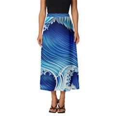 Watercolor Wave Classic Midi Chiffon Skirt