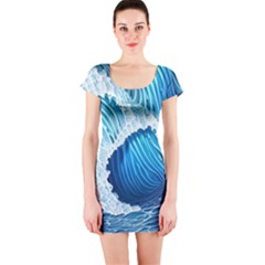 Beach Wave Short Sleeve Bodycon Dress by GardenOfOphir