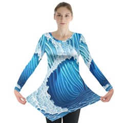 Beach Wave Long Sleeve Tunic  by GardenOfOphir