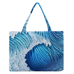 Beach Wave Zipper Medium Tote Bag by GardenOfOphir