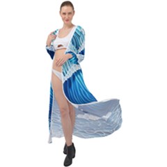 Beach Wave Maxi Chiffon Beach Wrap by GardenOfOphir