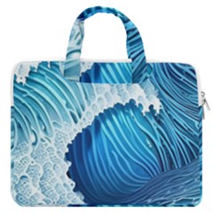 Beach Wave Macbook Pro 16  Double Pocket Laptop Bag  by GardenOfOphir