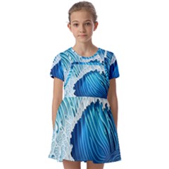 Beach Wave Kids  Short Sleeve Pinafore Style Dress