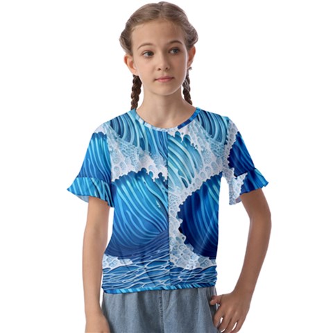 Beach Wave Kids  Cuff Sleeve Scrunch Bottom Tee by GardenOfOphir