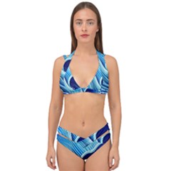 Wave Double Strap Halter Bikini Set