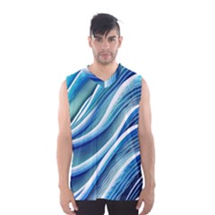 Blue Ocean Waves Men s Basketball Tank Top by GardenOfOphir