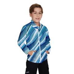 Blue Ocean Waves Kids  Windbreaker by GardenOfOphir