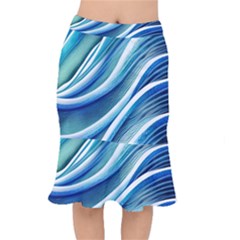 Blue Ocean Waves Short Mermaid Skirt by GardenOfOphir