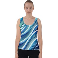 Blue Ocean Waves Velvet Tank Top by GardenOfOphir