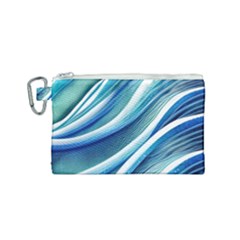 Blue Ocean Waves Canvas Cosmetic Bag (small) by GardenOfOphir