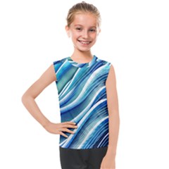 Blue Ocean Waves Kids  Mesh Tank Top by GardenOfOphir