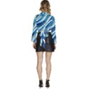 Blue Ocean Waves Long Sleeve Tie Back Satin Wrap Top View4