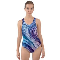 Abstract Pastel Ocean Waves Cut-out Back One Piece Swimsuit by GardenOfOphir