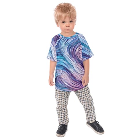 Abstract Pastel Ocean Waves Kids  Raglan Tee by GardenOfOphir