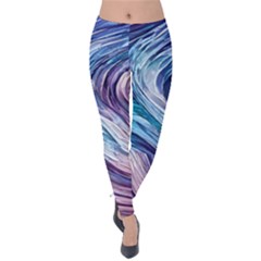 Abstract Pastel Ocean Waves Velvet Leggings by GardenOfOphir