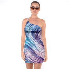 Abstract Pastel Ocean Waves One Soulder Bodycon Dress by GardenOfOphir