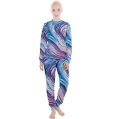 Abstract Pastel Ocean Waves Women s Lounge Set by GardenOfOphir