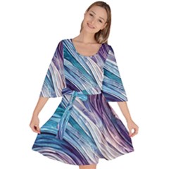 Abstract Pastel Ocean Waves Velour Kimono Dress by GardenOfOphir