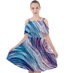 Abstract Pastel Ocean Waves Cut Out Shoulders Chiffon Dress by GardenOfOphir