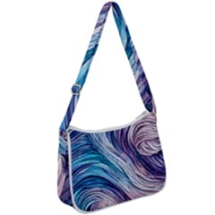 Abstract Pastel Ocean Waves Zip Up Shoulder Bag by GardenOfOphir