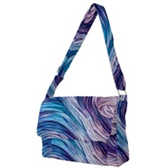 Abstract Pastel Ocean Waves Full Print Messenger Bag (l) by GardenOfOphir