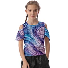 Abstract Pastel Ocean Waves Kids  Butterfly Cutout Tee by GardenOfOphir