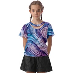 Abstract Pastel Ocean Waves Kids  Front Cut Tee by GardenOfOphir