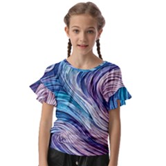 Abstract Pastel Ocean Waves Kids  Cut Out Flutter Sleeves by GardenOfOphir