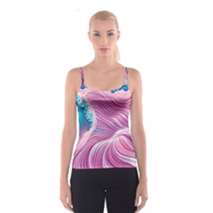 Pink Water Waves Spaghetti Strap Top by GardenOfOphir