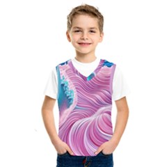 Pink Water Waves Kids  Basketball Tank Top by GardenOfOphir