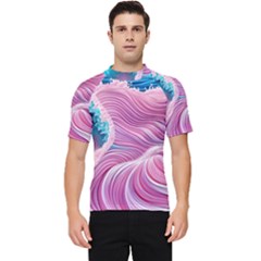 Pink Water Waves Men s Short Sleeve Rash Guard by GardenOfOphir