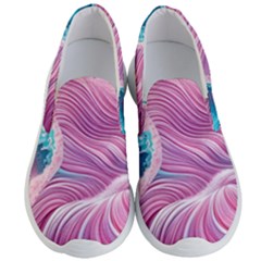 Pink Water Waves Men s Lightweight Slip Ons by GardenOfOphir