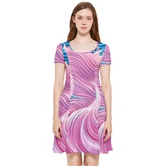 Pink Water Waves Inside Out Cap Sleeve Dress by GardenOfOphir