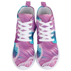 Pink Water Waves Women s Lightweight High Top Sneakers by GardenOfOphir