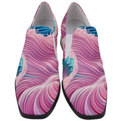 Pink Water Waves Women Slip On Heel Loafers by GardenOfOphir