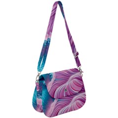 Pink Water Waves Saddle Handbag by GardenOfOphir