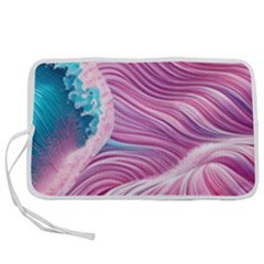 Pink Water Waves Pen Storage Case (m) by GardenOfOphir