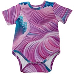 Pink Water Waves Baby Short Sleeve Bodysuit by GardenOfOphir