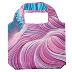 Pink Water Waves Premium Foldable Grocery Recycle Bag by GardenOfOphir